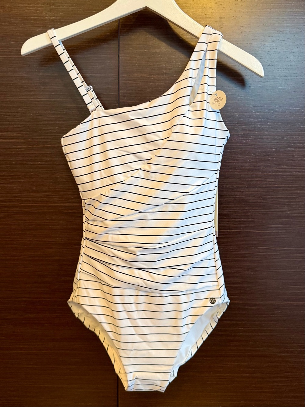 Calia Women’s White and Black Stripe Swimsuit NWT